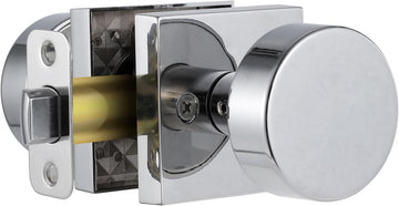 Polished Chrome Passage Door Knobs Interior, Heavy Duty Square Door Knobs Modern Door Handle for Hall Closet