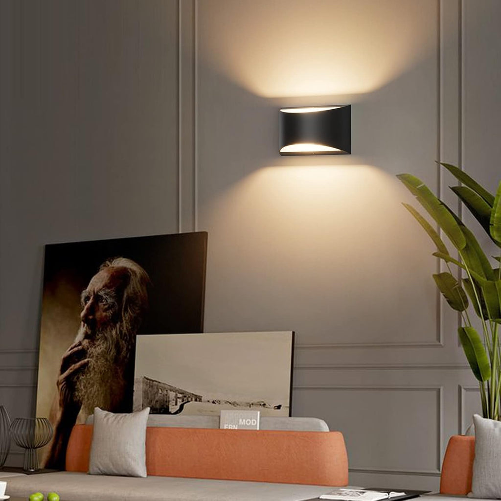 Black Modern LED Wall Sconce Indoor Wall Lights 1 Pack Hardwired Up and Down Wall Mount Light Bedroom Hallway