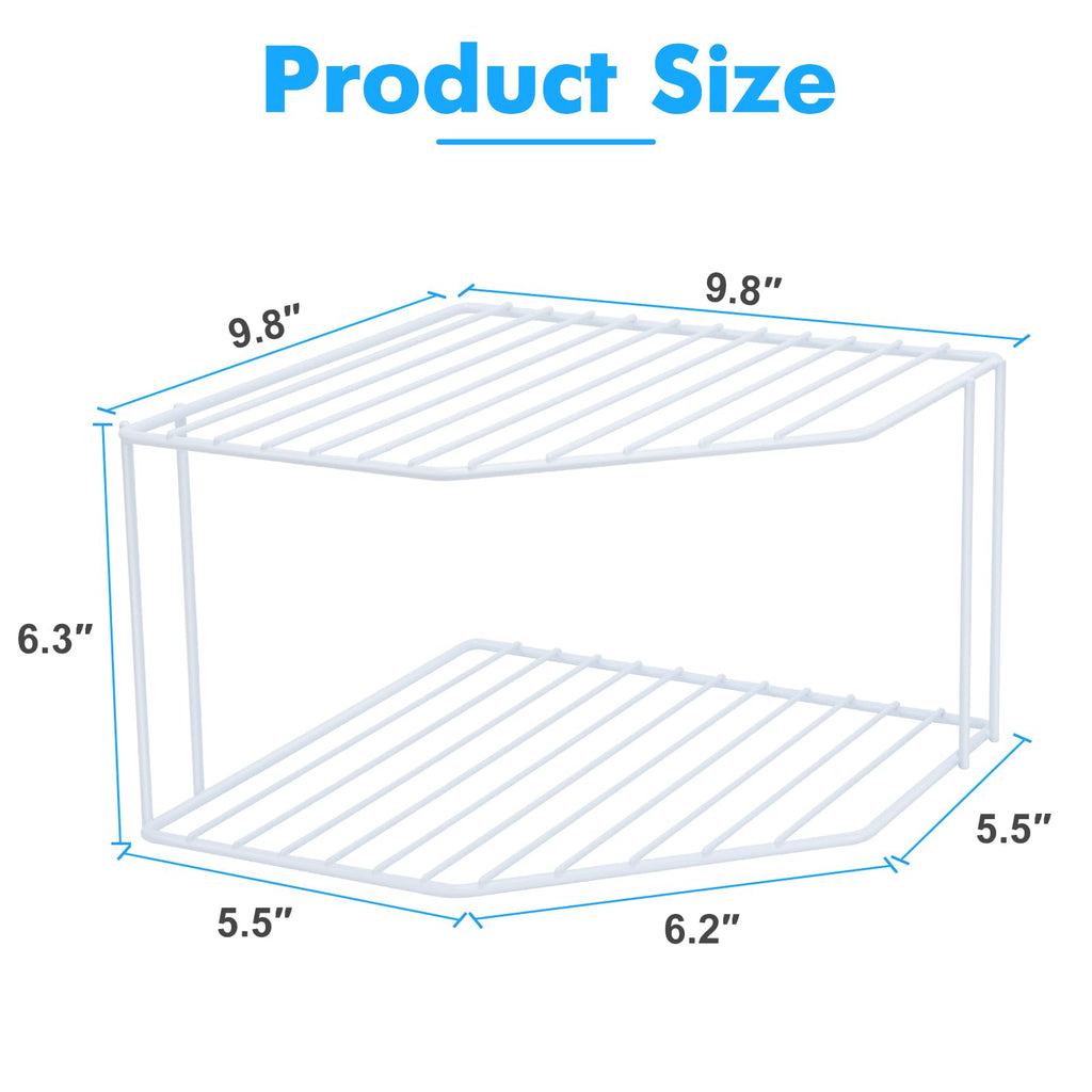 2Pcs 2-Tier Corner Stackable Organizer Shelf - Cabinet Storage Shelf Rack, Shelves, Kitchen Counter and Cabinet Shelf