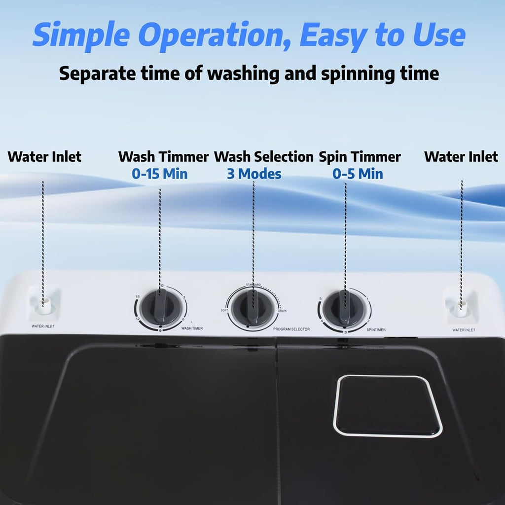 Portable Washing Machine 30Lbs Capacity Washer and Dryer Combo 2 In 1 Compact Twin Tub Laundry Washer (19Lbs) &