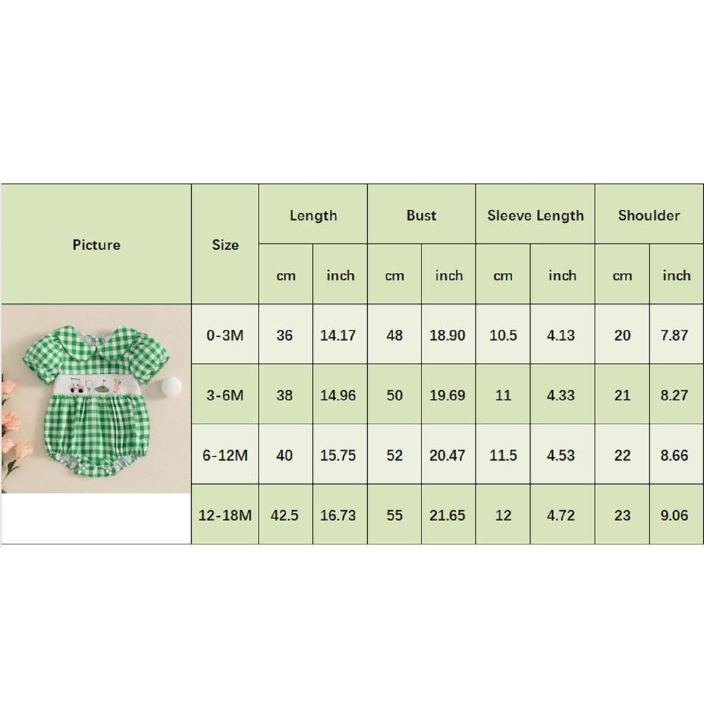 Girl Golf Outfit Plaid Print Short Sleeve Lapel Golf Romper Smocked Bodysuit Cute Newborn Girl Coming Home