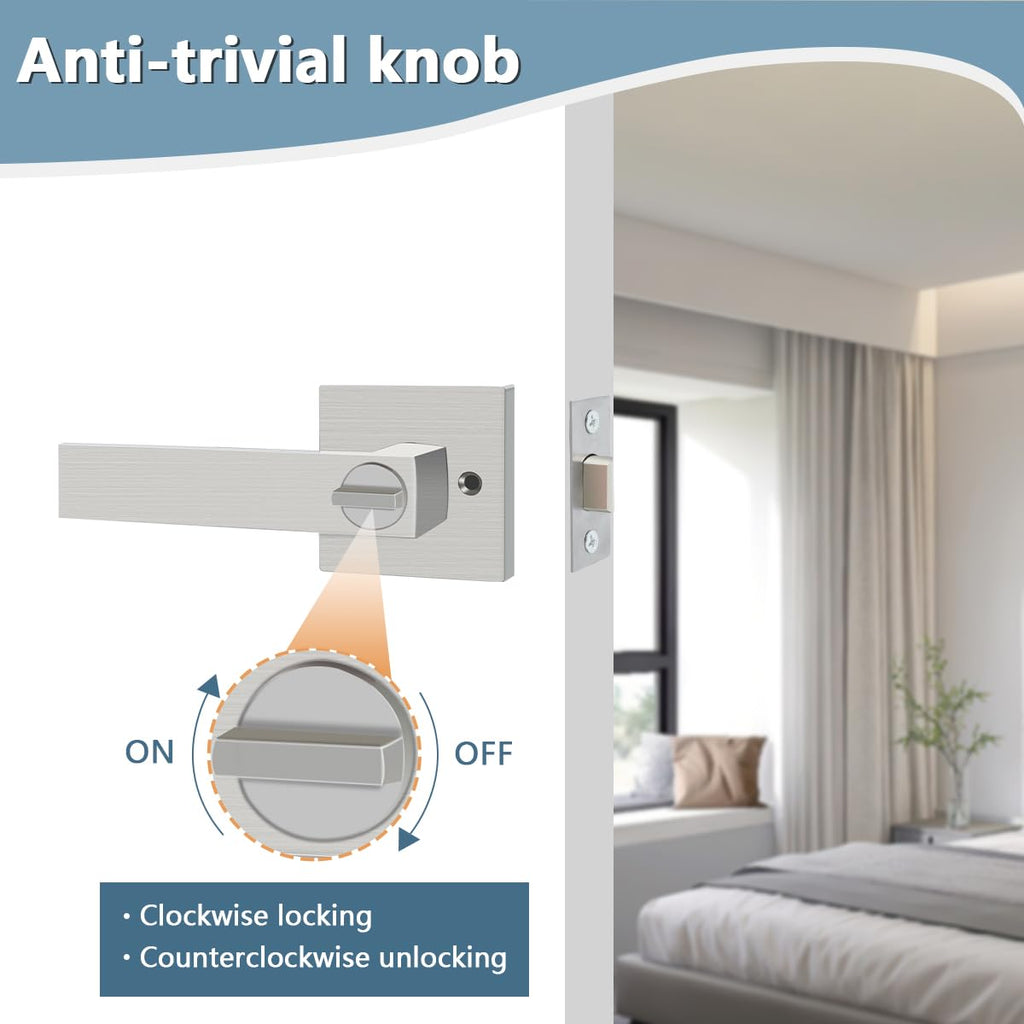 5 Pack Satin Nickel Privacy Interior Door Levers