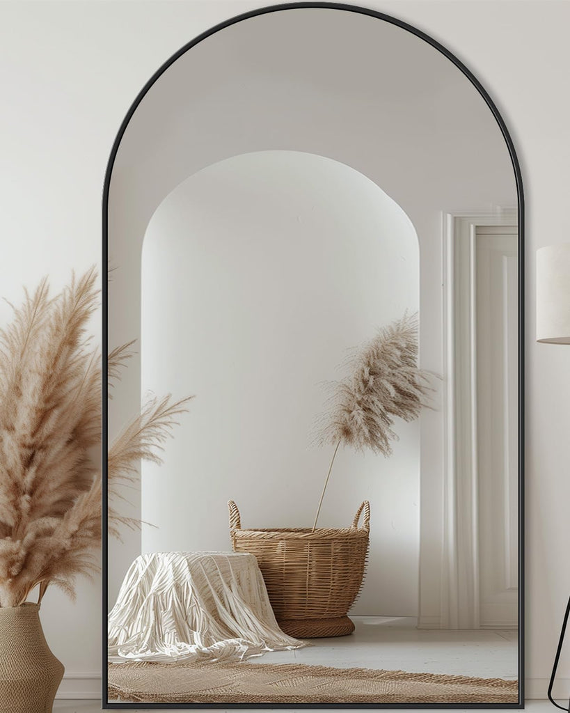 76" x44" Arched Full Length Mirror, Floor Mirror with Stand,Black