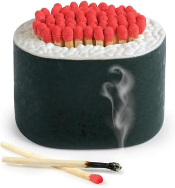 Genuine Fred FIRE ROLL Sushi Match Striker and Storage, Decorative Ceramic Match Holder