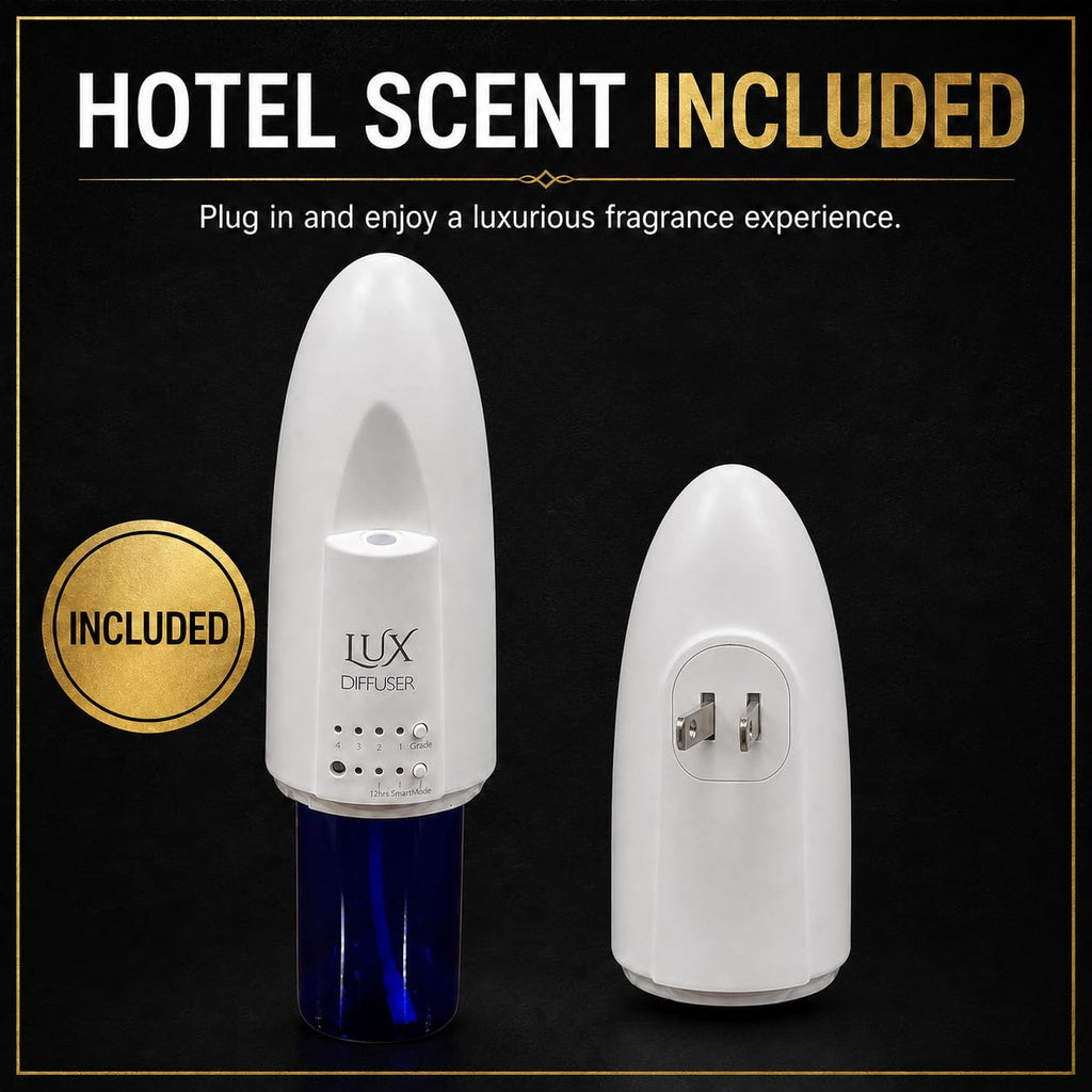 Lux Waterless Plug-in Diffuser with Hotel Scent Bottle, Up to 500 Sq Ft