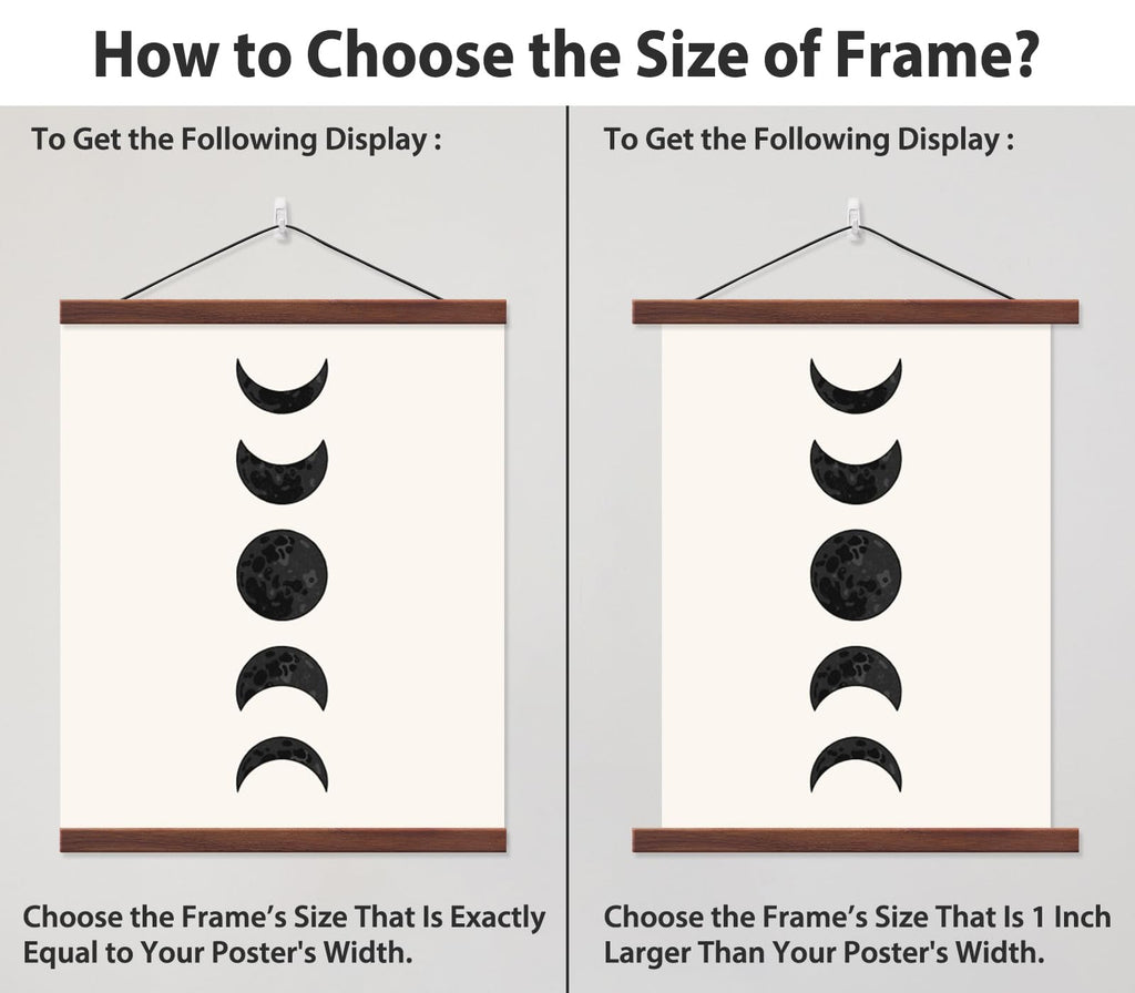 Magnetic Poster Hanger Frame for 24x36 24x30 24x32 Movie Music Posters Wall Art, Walnut Wood Picture Frames for Canvas