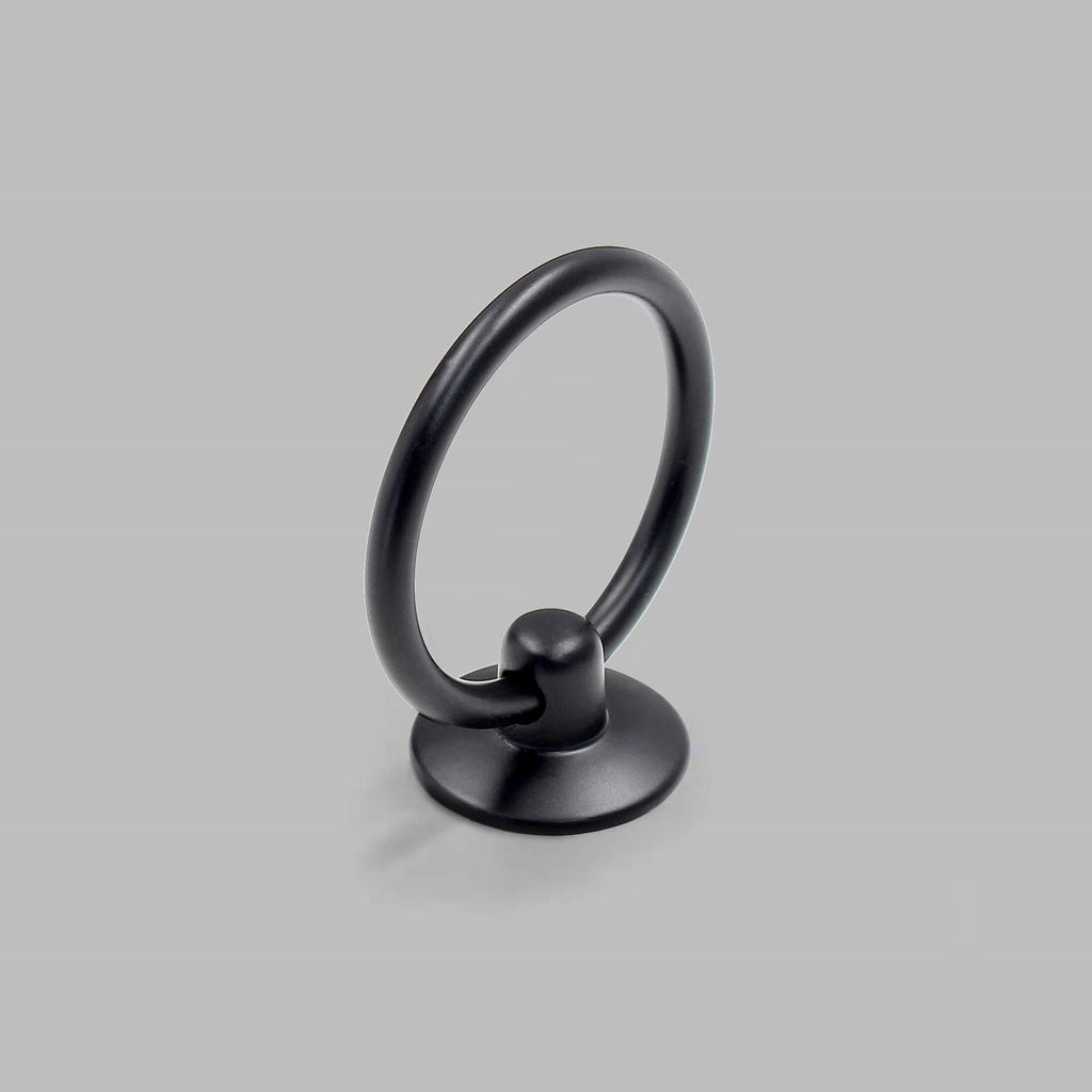 12Pcs Round Ring Drawer Pulls, Matte Black