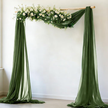 Moss Green Wedding Arch Draping Fabric 2 Panels 29" x 20Ft Sheer Wedding Arch Backdrop Drapes Outdoor Curtains for