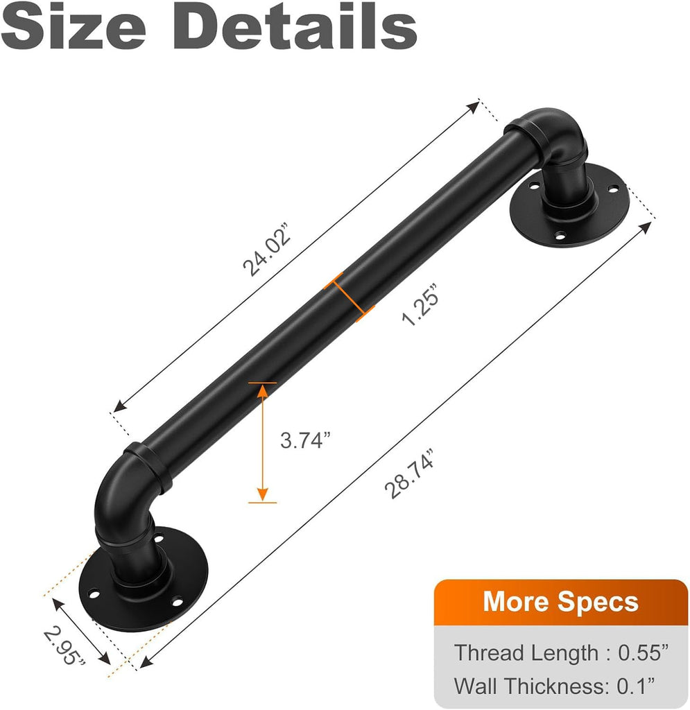 Staircase Handrails, Wall Hand Railing, Black, 2FT