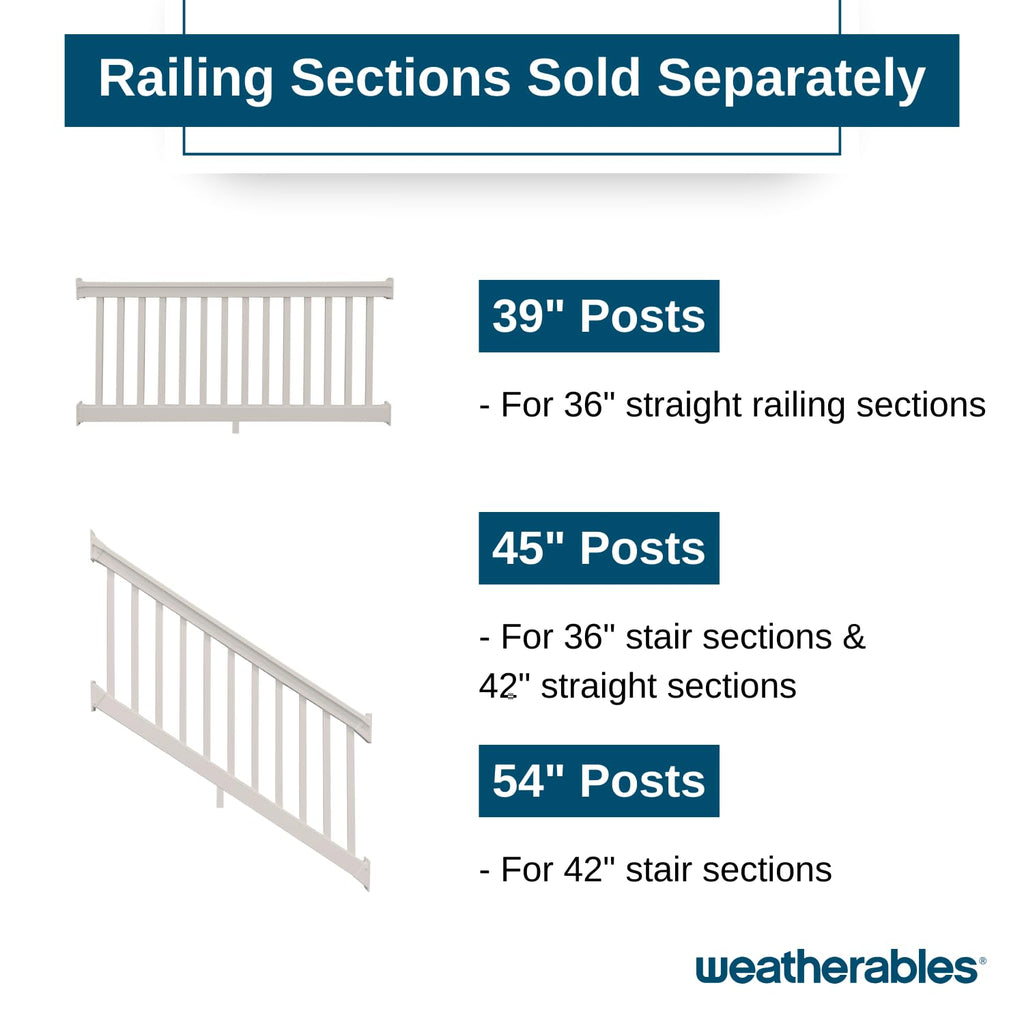 Vinyl Railing Posts, Vinyl Post Kit 4 in. x 4 in. x 39 in. (Tan)