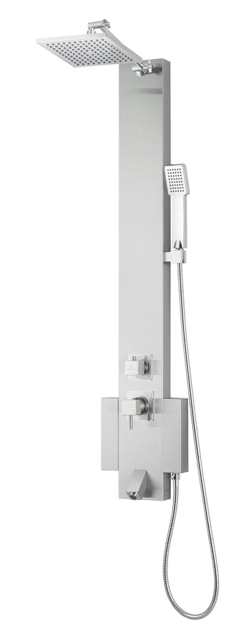 48" Stainless Steel SPS822A Shower Panel Tower with Rainfall Shower Head and Spout