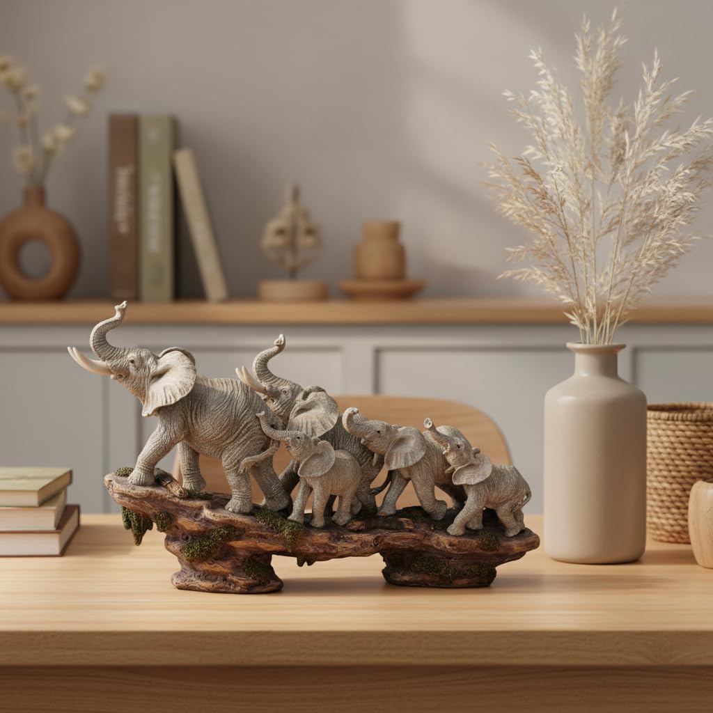 14 Inch Elephant Statue, African Family Figurine