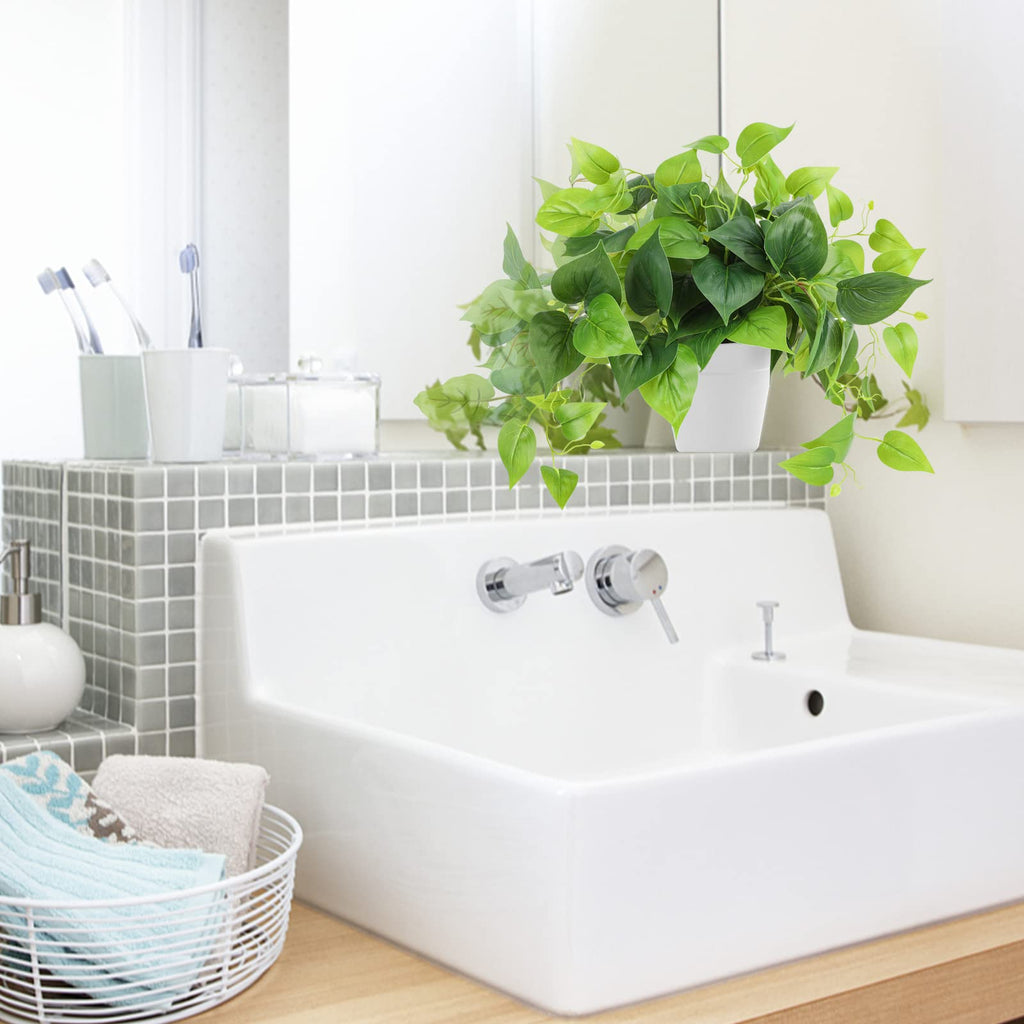 Artificial Plants Fake Pothos with Plastic Pot Artificial Potted Plant Bedroom Indoor Outdoor Decor 1 Pack