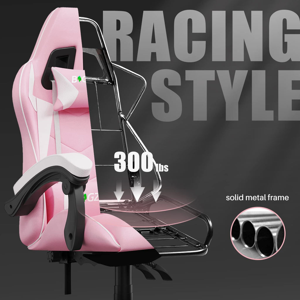 Gaming Chair with Lumbar Support, Comfy Gamer Chairs Pink