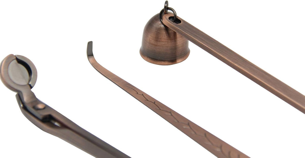 3 in 1 Candle Wick Trimmer Set, Red Copper, Includes Candle Snuffer, Trimmer, Dipper, Long Handle for Candle Lovers