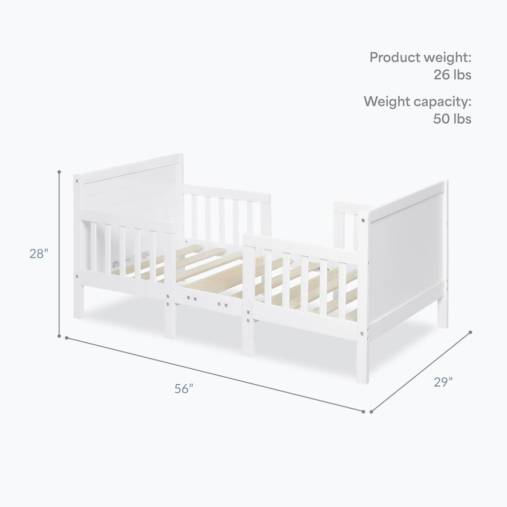 Hudson 3-in-1 Convertible Toddler Bed, 4 Safety Guard Rails, Low-to-Floor Design, Greenguard Gold & BSA Certified
