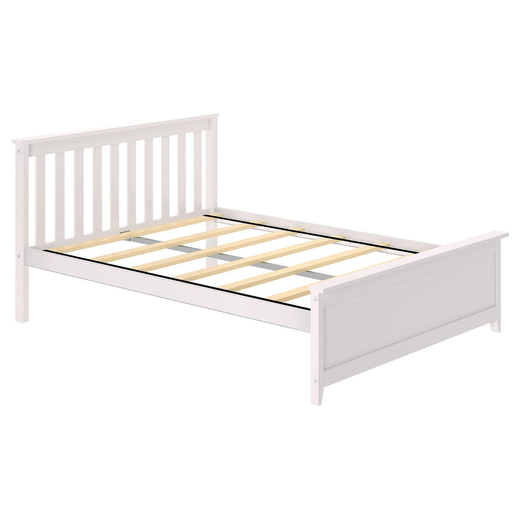 Solid Wood Bed Frame, Platform Bed with Headboard, White