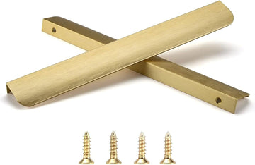 Brushed Brass Edge Finger Tab Pull for Cabinets Kitchen Concealed Aluminum Bathroom Closet Handles Bar Drawer pulls