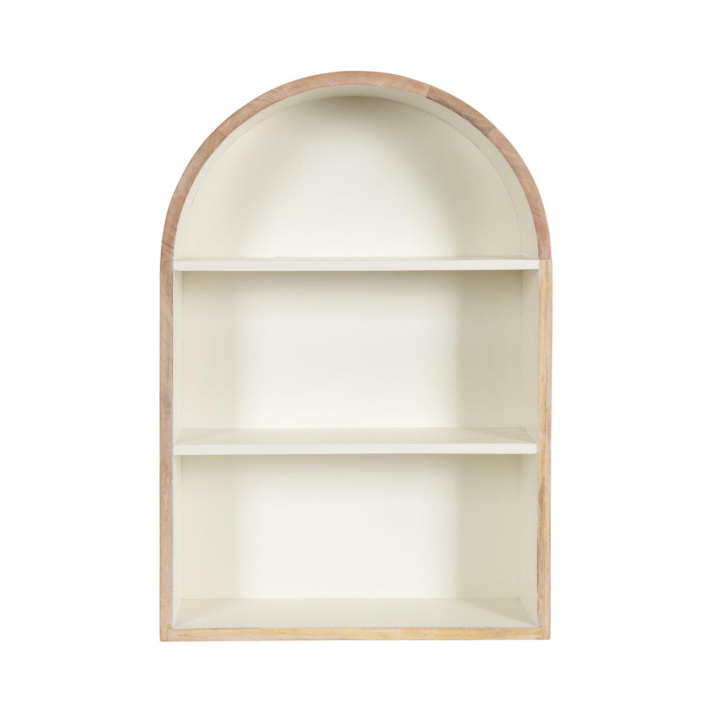 Arcott Modern Arched Wall Shelf, 18 x 6 x 26, White and Light Natural, Transitional Arch Wall Shelves for