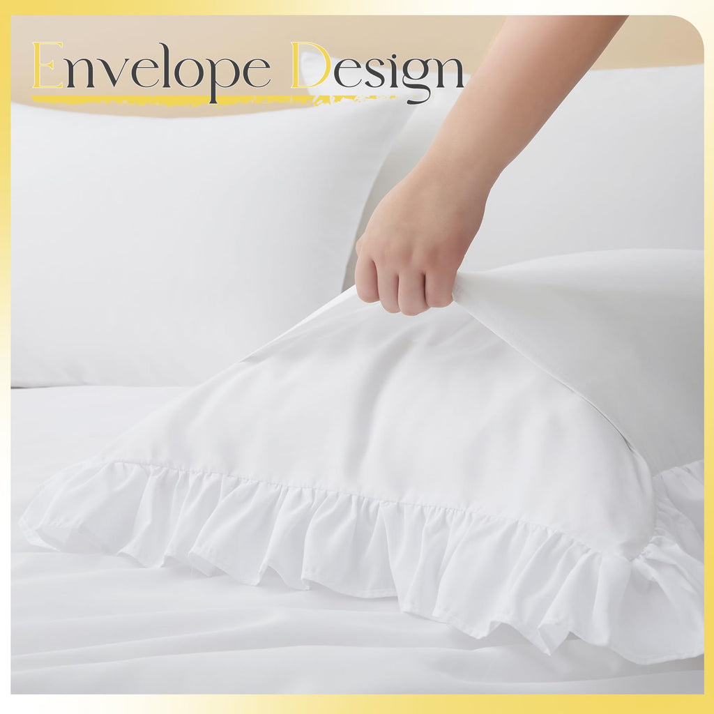White Ruffle Sheets 6 Piece, Shabby Chic Bed Sheet Set