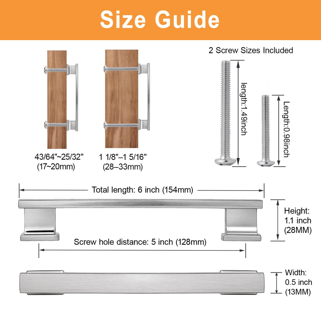 20 Pack Brushed Nickel Cabinet Pulls,5 Inch(128mm) Kitchen Cabinet Handles, Drawer Pulls Handles Cabinets Hardware