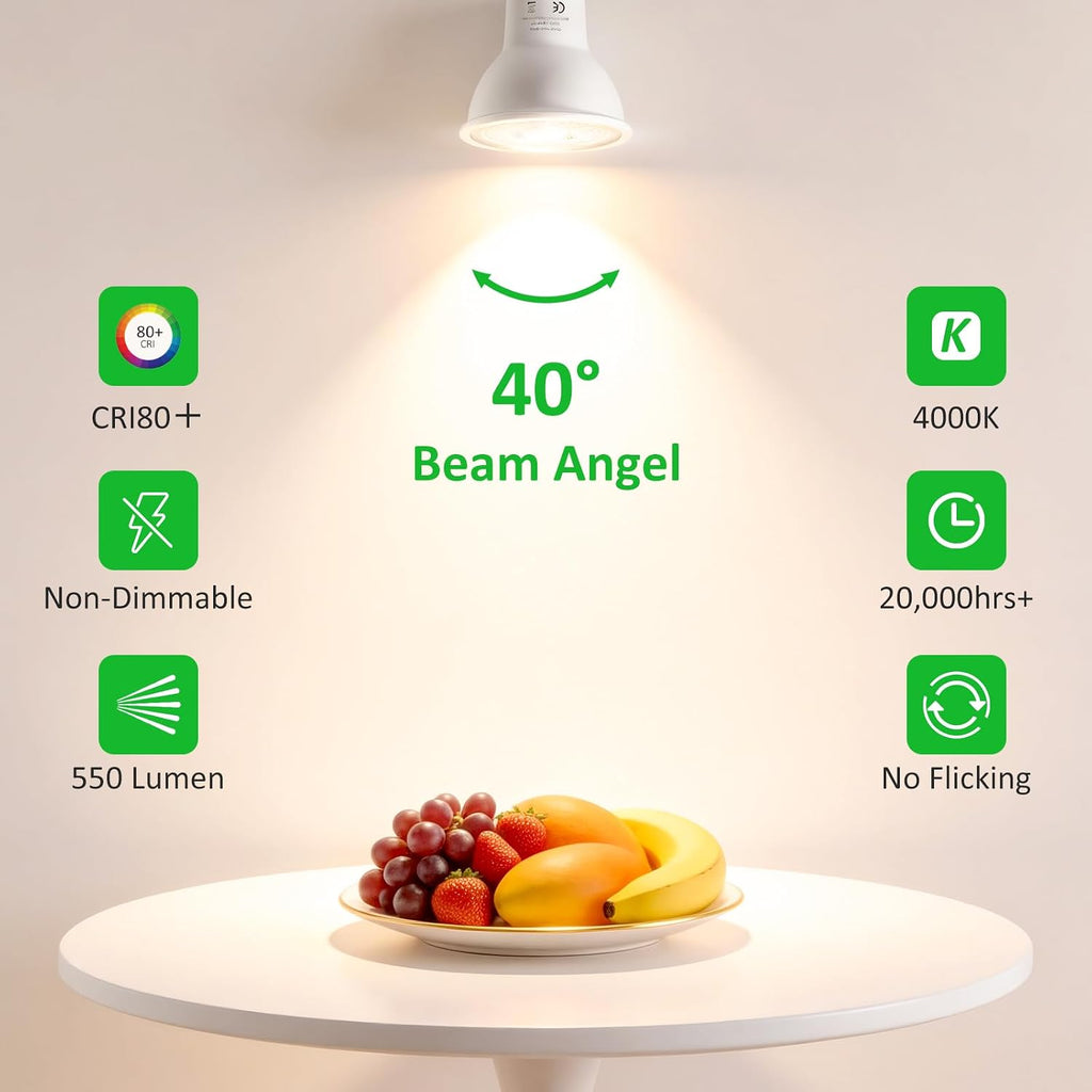 GU10 LED Bulbs 120V GU10 Led Light 6.5W 4000K Non-Dimmable 6Pack