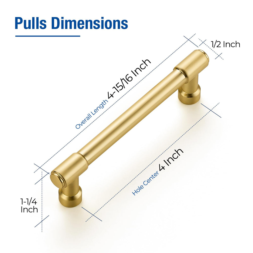 Brushed Gold Cabinet Handles Modern Pulls,4 Inch,20 Pack