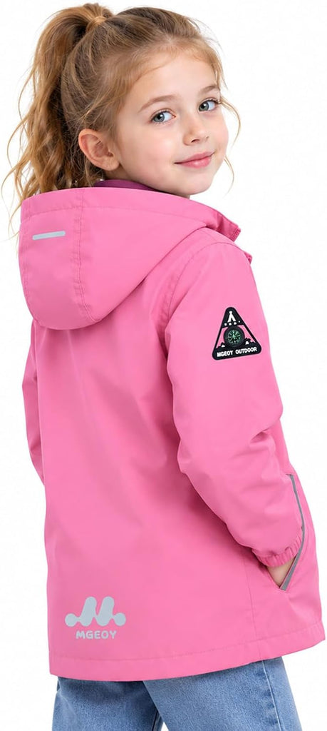 Boys Girls Rain Jacket Lightweight Waterproof Hooded Mesh Lined Raincoat Windbreakers for Kids
