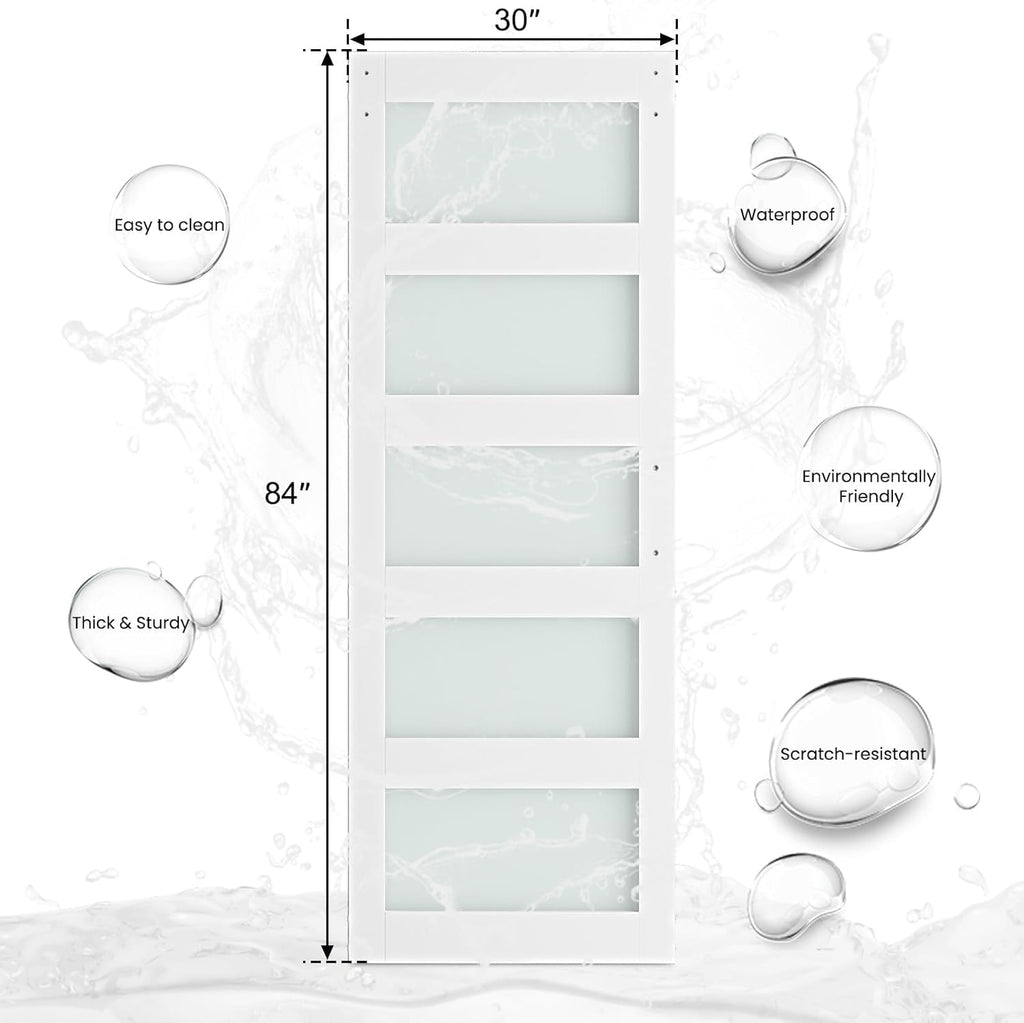 30" x 84" Glass Barn Door with 5FT Hardware Kit Included