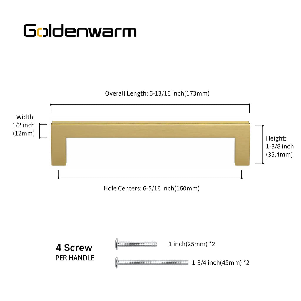 100 Pack 6-1/4 Inch Gold Cabinet Handles Gold Cabinet Pulls