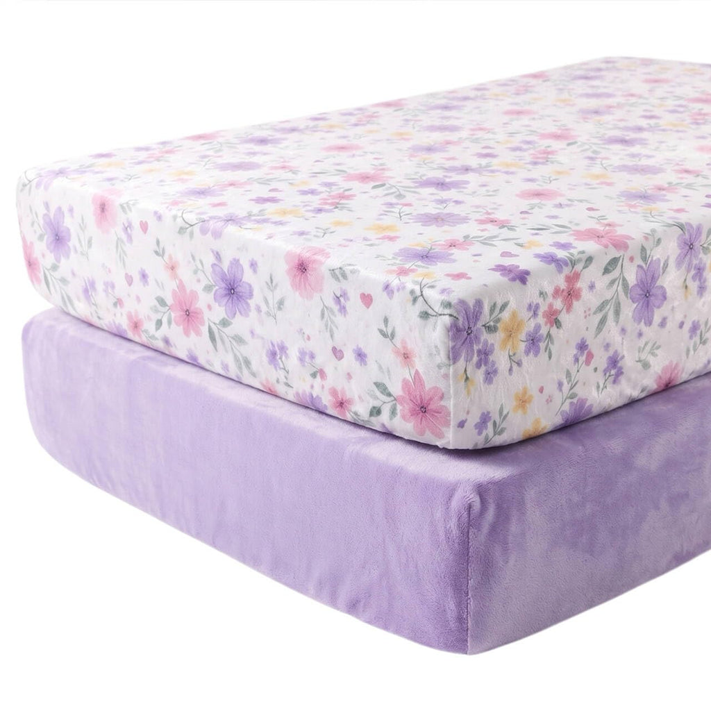 2 Pack Flannel Fleece Crib Sheets, Blossom