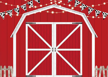 Red Barn Door Wooden Farmhouse Backdrop 10×8FT