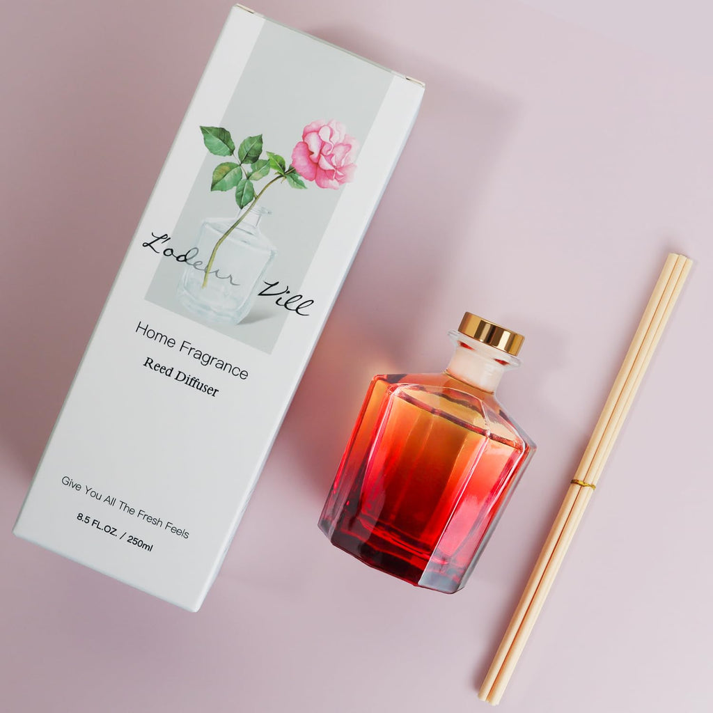 Vill Reed Diffuser, 8.5 Oz(250ml) Jasmine Lily Bathroom Diffuser with 10 Sticks, Scented Diffuser Home Fragrance