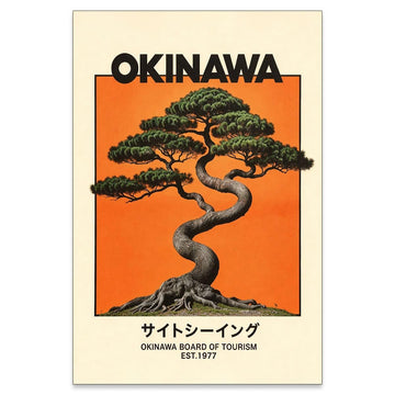 Japanese Canvas Wall Art Okinawa Prints Vintage Japanese Bonsai Tree Picture Modern Ukiyo-e Decor Poster (24x36in