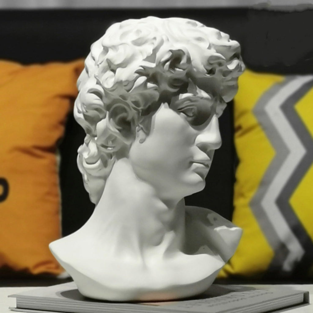 David Statue Greek Bust, Head Bust Statue Decor, Coffee Table Decor White, Greek Mythology Decor /Living Room/Office 5.9"
