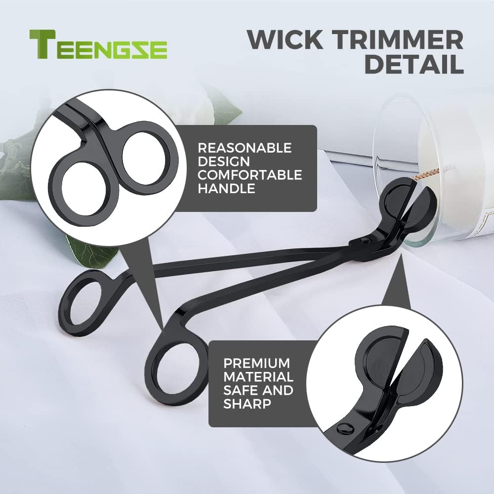 Black Candle Trimmer & Snuffer Set, Stainless Steel Long Handle Kit - Set of 2