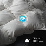 Premium Feathers Down Duvet Insert Comforter Oversized King All Season Medium Warmth White 100% Cott