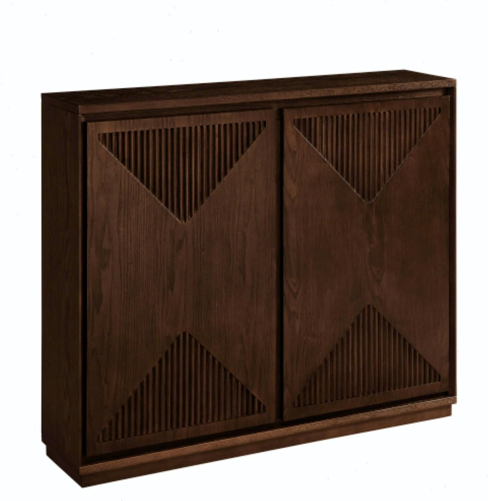 Narrow Sideboard Buffet Storage Cabinet with Solid Wood Doors | Mid Century Modern Accent Credenza Cabinet; Media