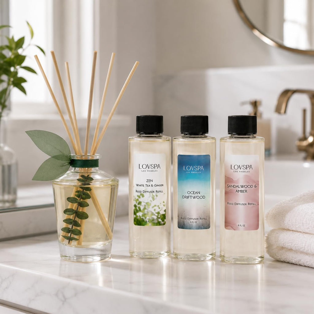 Vanilla & Patchouli Diffuser Oil - Luxury Essential Oils for Diffuser Refill & Air Freshener Room Spray - Set of 4