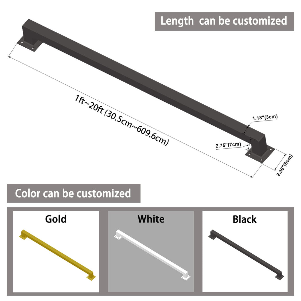 4FT Black Iron Hand Railing, Sturdy Safety Staircase Handrails Wall Mount, 500lbs Load Capacity Industrial Iron
