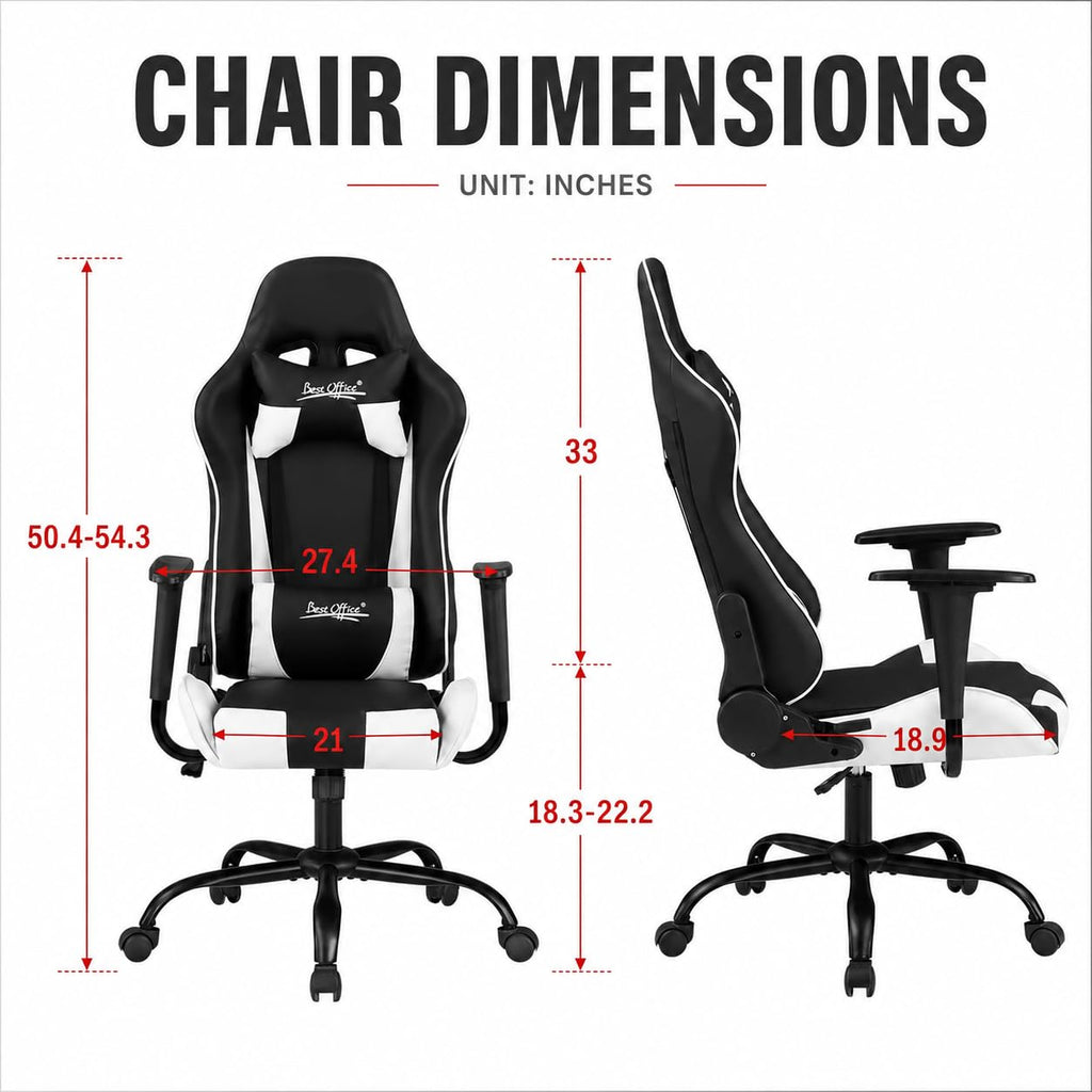Gaming Chair Desk Chair Ergonomic High Computer Chair with Adjustable Lumbar Support, Armrests, and Racing-Inspired