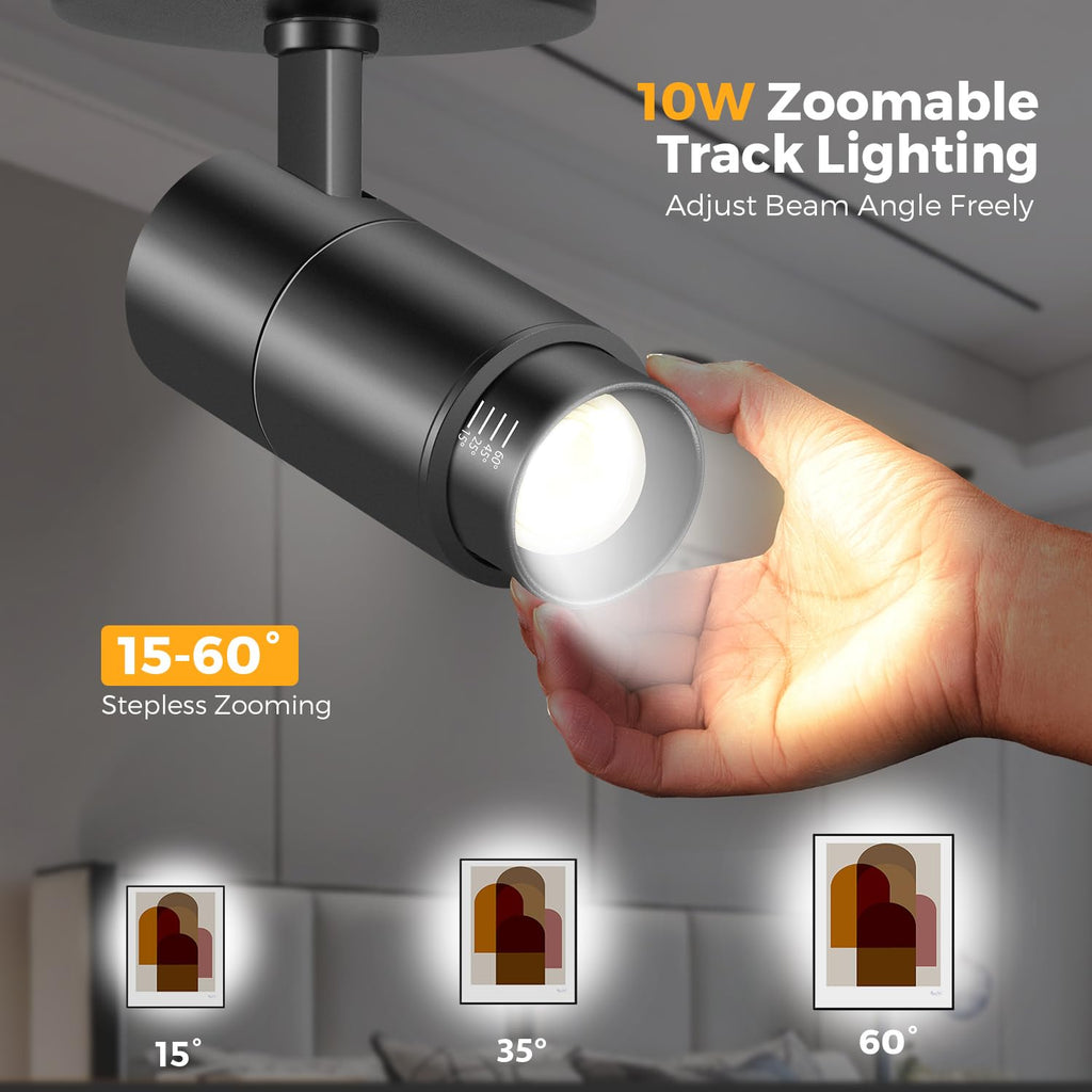 Zoomable Ceiling Spot Lights Indoor, 10W 1000lm Black