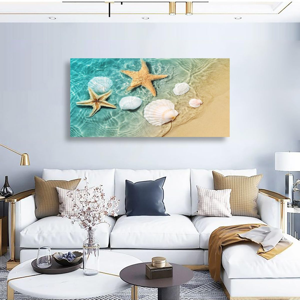 Beach Canvas Wall Art Bedroom Wall Decor Living Room, Ocean Wall Art Office Kitchen Paintings Artwork Modern Starfish
