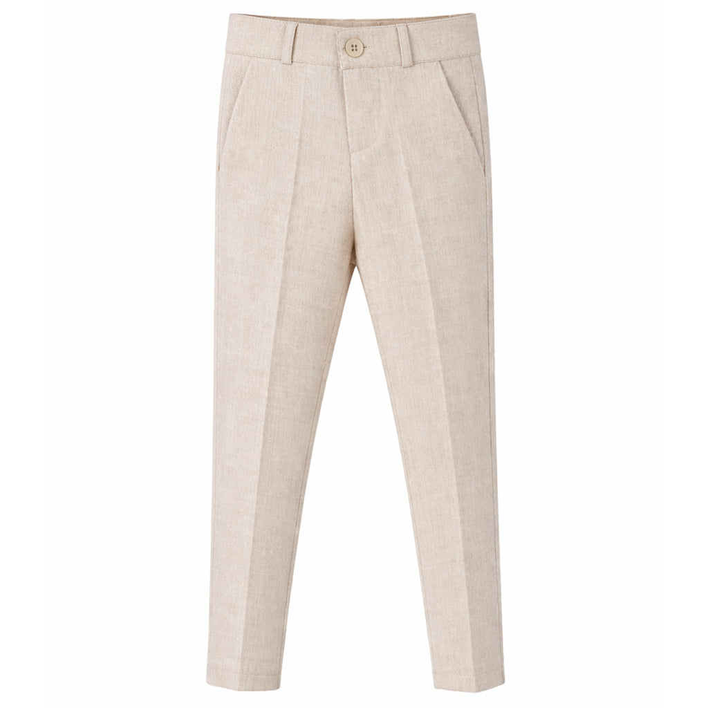 Boys Formal Suit 4 Piece Vest, Pants and Tie Dresswear Suit Set (, Beige)