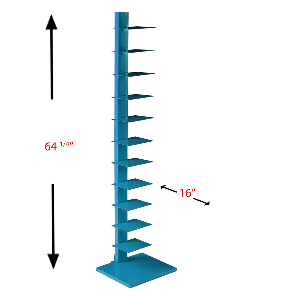12 shelves Metal Spine Book Tower, Blue
