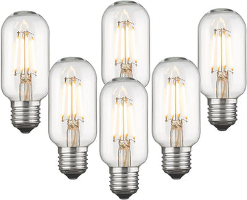 Vintage T45 LED Edison Bulbs 6 Packs, Antique Tubular Bulbs 6W 2700K Warm White, E26 Base 60 Watt Equivalent 700