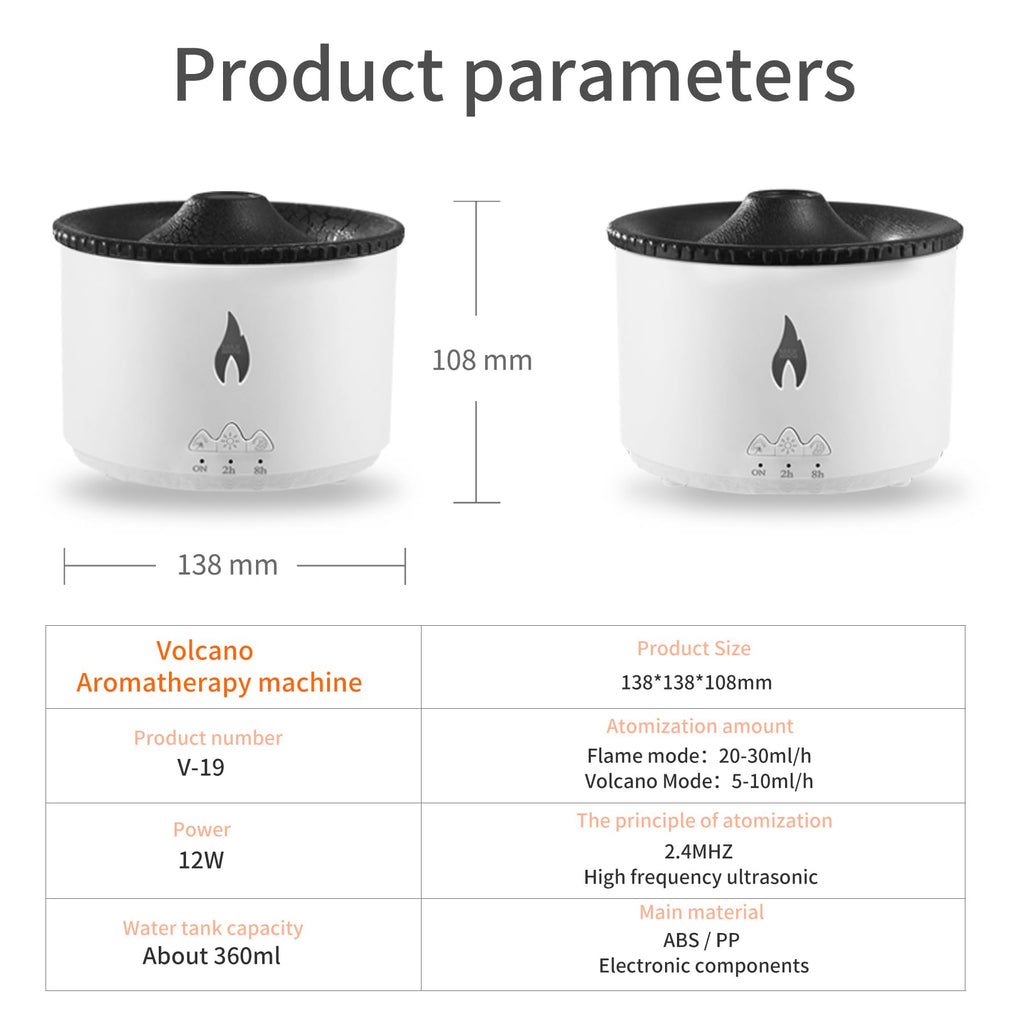 Aroma Essential Oil Diffuser 360 ML, Volcano and Flame Diffuser/Humidifier, give1.76 oz Hotel Collection Essential