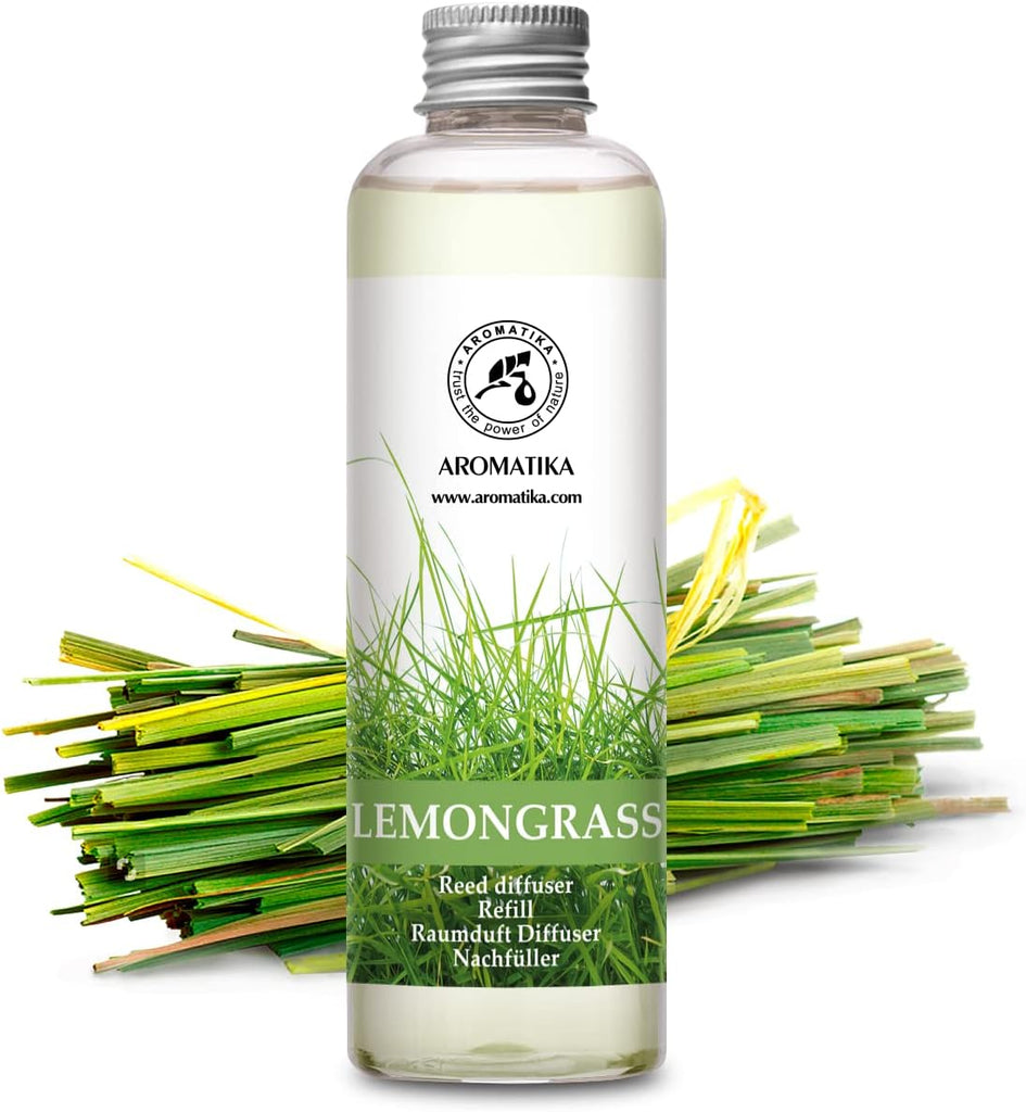 Lemongrass Reed Diffuser Refill, Natural Essential Lemongrass Oil 6.8 Fl Oz - Fresh & Long Lasting Fragrance - Best - Set of 68