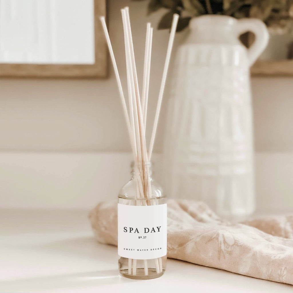 Spa Day Reed Diffuser Set - Sea Salt, Jasmine, Wood, and Cream Scented Diffuser - Relaxing Spa Scent Diffusers, Long