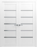 Quadro 4117 | Double Swing Interior French Doors with Glass with Frosted Glass, MDF, Hardware Includ